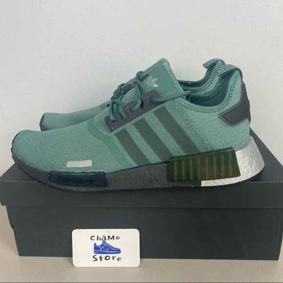 Adidas Originals NMD R1 Green Black Trainers Running Shoe Sneaker Men Sz - Picture 3 of 15